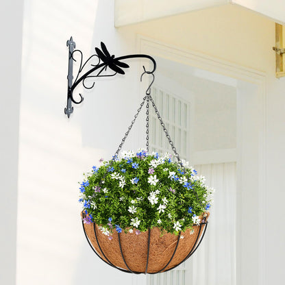 HKZ Hanging Basket Planter Plants Outdoor - 4 Pack 10 Inch Metal Hanging Planter with Coco Liners, Chain Hook Hanging Flower Pots for Indoor Outdoor Garden Porch Decoration