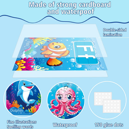 Adduster 37 Piece Alphanumeric Bulletin Board Set Submarine Alphanumeric 0-10 Card Cutout Marine Life Educational Poster for Classroom Walls Preschool Kindergarten Teacher
