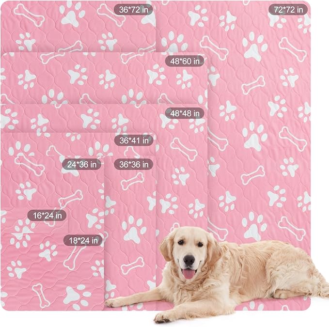BEAUTYZOO Washable Pee Pads for Dogs, 18'' x 24" Reusable Puppy Pee Pads Super Absorbent Leakproof Dog Training Pads, 2 Pack Non-Slip Potty Pads for Small Medium Dogs Whelping Pads Litter Mat, Pink