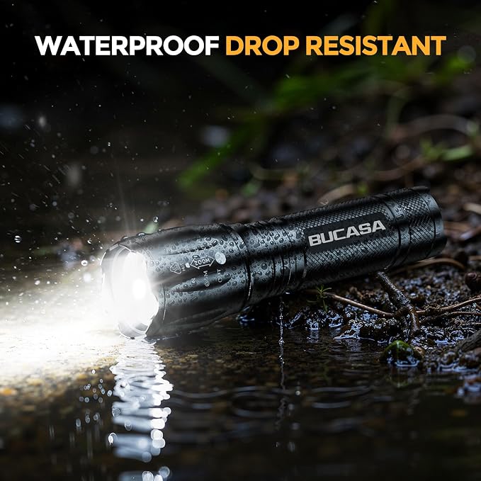 BUCASA Rechargeable Flashlights High Lumens 6 Pack, Brighter Small Flashlight Powerful Tactical Flashlights Rechargeable, Waterproof LED Flashlight with 3 Zoomable Modes for Camping Emergency