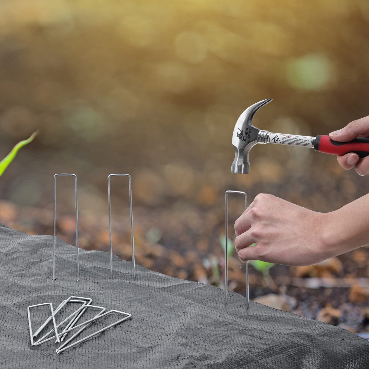 HongWay 420pcs 6 Inch Landscape Staples Galvanized Garden Stakes, 11 Gauge U-Shaped Sod Pins Yard Ground Staples for Landscaping Fabric Tent Lawn Truf Fence Irrigation Tube