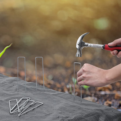 HongWay 420pcs 6 Inch Landscape Staples Galvanized Garden Stakes, 11 Gauge U-Shaped Sod Pins Yard Ground Staples for Landscaping Fabric Tent Lawn Truf Fence Irrigation Tube