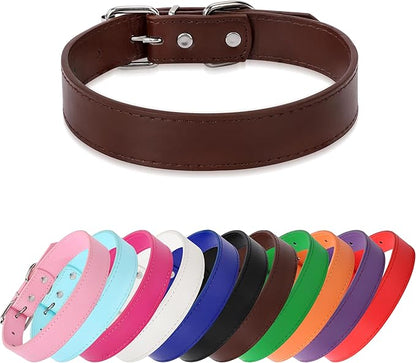Brown Soft Leather Dog Collar for Small,Medium, Large Dog, Comfortable and Adjustable (Wide: 0.95'' for Dog's Neck: 13''~18'', Brown, L)