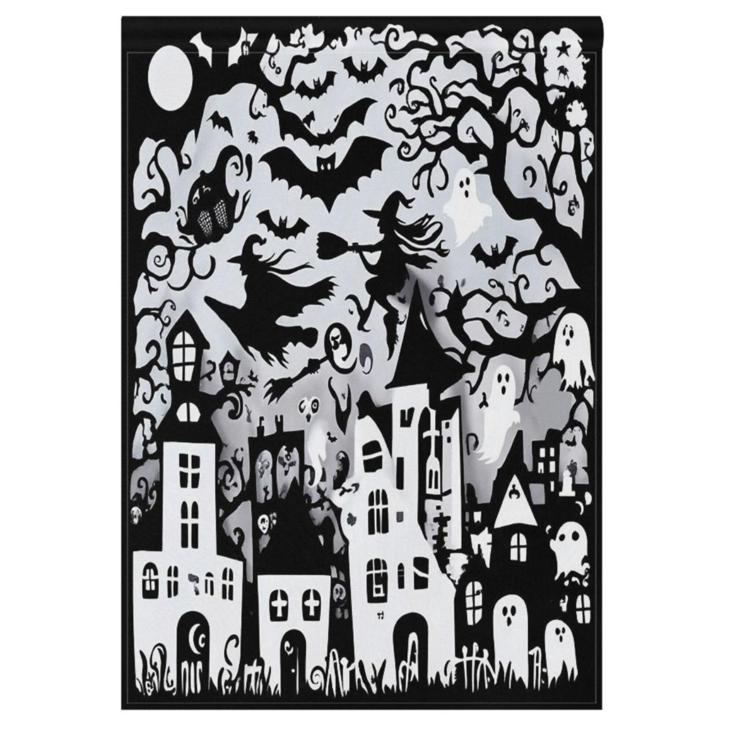 Halloween Witch Black House Flag 28x40 Inch Double Sided Outside Spooky Ghost Boo Bat Seasonal Yard Outdoor Flag Banner for Garden Lawn Patio Holiday Decorations