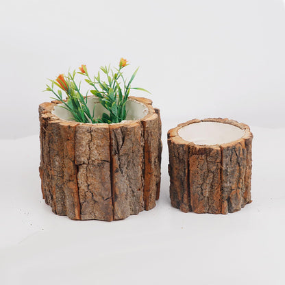 mollensiuer 2Pcs Wooden Bark Flower Buckets Bark Bucket Plant Vase Container Rustic Flower Arrangement Holder Succulent Pot Farmhouse Small Plant Pot for Outdoor Indoor Home Decorations, 2 Sizes
