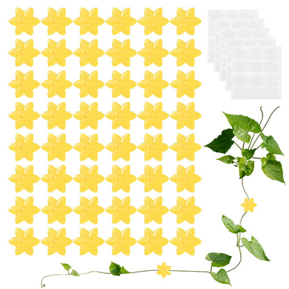 M METERXITY 100 Pack Plant Wall Clips, Self-Adhesive Plant Climbing Wall Clips Fixer with Acrylic Adhesive Sticker for Vine Support/Indoor/Outdoor Decor [Plum Blossom-Yellow]