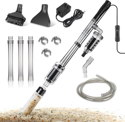 hygger Electric Aquarium Gravel Cleaner, 528GPH Fish Tank Vacuum, 5-in-1 Automatic Sand Washer Water Changer Cleaning Kit for Freshwater Saltwater, Adjustable Length Handle Tube,Hose, Clamp