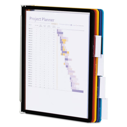 Durable Vario Magnetic Wall Reference System, 5 Panels, 10 Pockets, Assorted Borders
