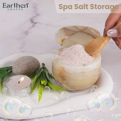 EARTHEN CRAFTS Marble Salt Cellar with Swivel Magnetic Lid 3 Inches Green Mini Salt Keeper for Countertop, 2.5 OZ Capacity, Kosher Salt and Seasoning Storage Container for Kitchen or Bath Salt
