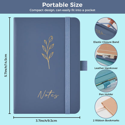 NIRMIRO 3 Pack Small Pocket Journaling Notebooks with Pen, A6 (3.7" x 5.7"), for Women/Men Work Writing Travel Business, School Office Supplies