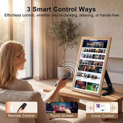 WELLORGO Smart Digital Calendar, 21.5” Electronic Planner with FHD Touch Screen & Remote Control, Electric Family Organizer with Chore Chart Google Play Customizable App, Picture Frame Desk Tablet