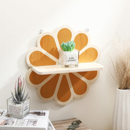 Tatuo 2 Pieces Boho Wooden Flower Wall Shelves Bohemian Holders Hanging Shelf for Living Room Bathroom Bedroom Office Nursery Wall Decor