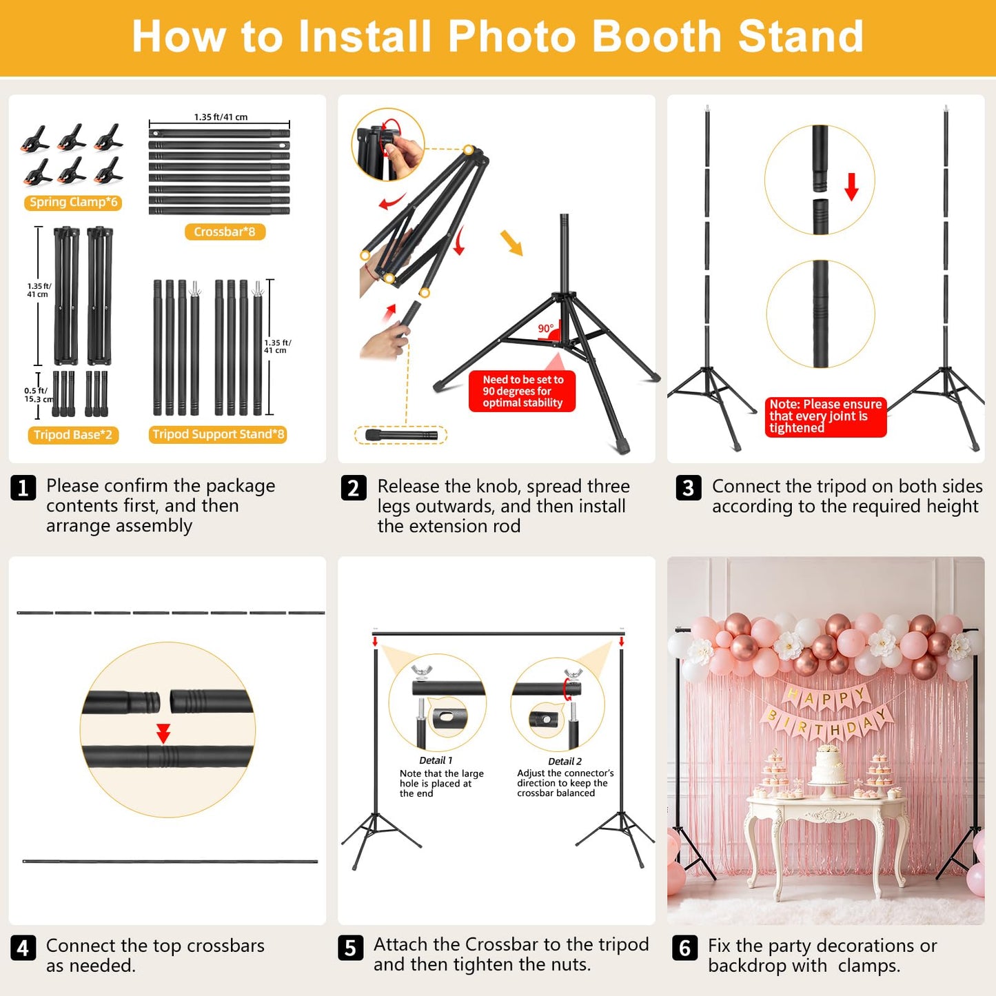 Backdrop Stand 10x7ft(WxH)- 7 Widths Photo Studio Adjustable Background Stand Support kit with Clamps,Carrying Bag for Party, Photo Booth, Banner, Events Decoration, Wedding, Photography
