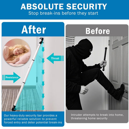Heavy Duty Sliding Door Security Bar, Adjustable 23"-47" Security Window Stopper Jammer for Home & Travel, Door Lock Stick Bar with Anti-Slip 360° Base Fits All Floors, Hotel/Apartment Safety Device