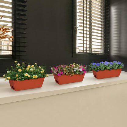 ETELI Railing Planter Box 6 Pack Balcony Planters Railing Hanging with Metal Brackets Window Boxes Deck Rail Planter for Outdoor Indoor Porch Garden Patio, Red & Black
