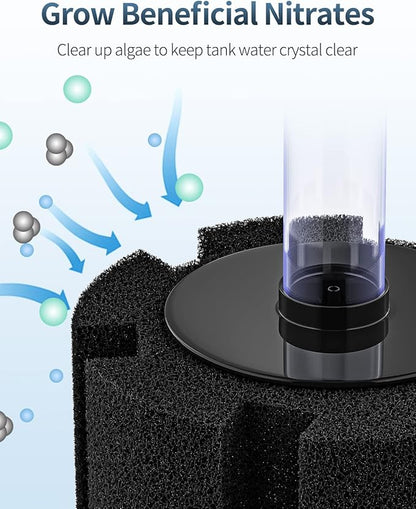 Pawfly Aquarium Large Bio Sponge Filter Quiet Betta Fry Shrimp and Fish Foam Filter with Nano Air Stone for Large Fish Tanks up to 150 Gallons