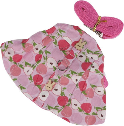 Rabbits Harness Leash Cute Breathable Pet Chest Traction Rope Set for Guinea Pigs Hedgehogs Soft Cotton Cloth Nylon Webbing Stylish Outfit (M)