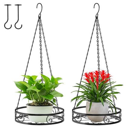 Qiaomeiysp 2-Pack Hanging Planters for Indoor Plants - Heavy Duty Metal Plant Hanger Indoor with 3 Chains and Hooks – Aesthetic Hanging Plant Holder for an Instant Gardening Decor