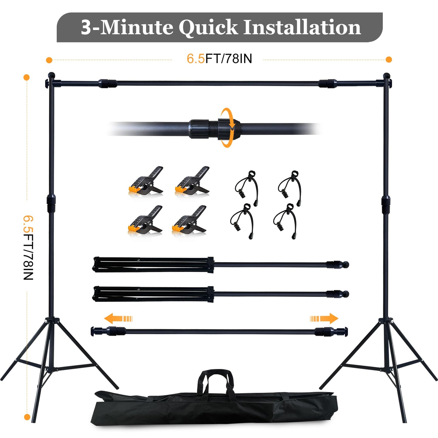 6.5x6.5 ft Photo Backdrop Stand with 6Wx8H ft Abstract Backdrop,Grey