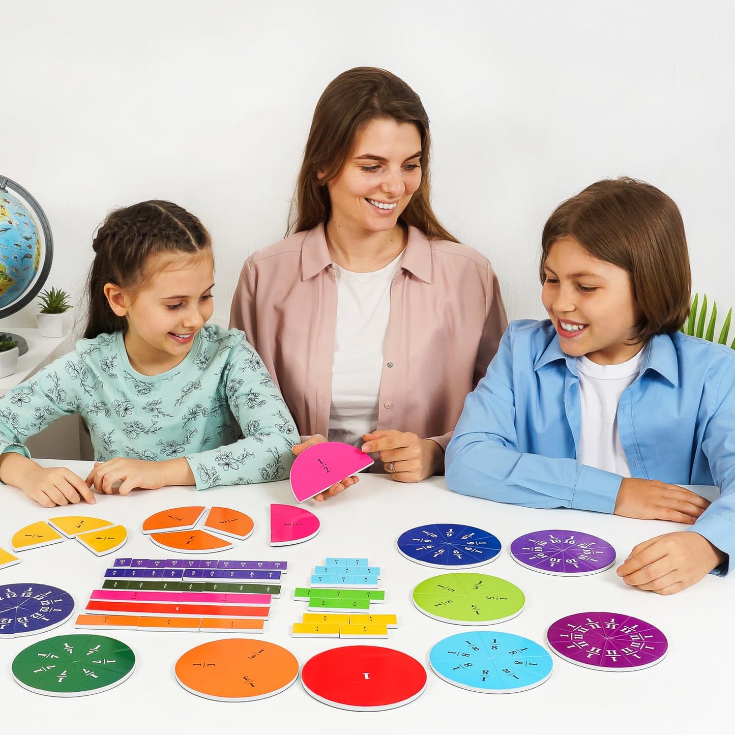166 PCS Magnetic Fraction Tiles & Fraction Circles - Elementary Fraction Manipulatives Class Set - Magnetic Fraction Bars & Strips Fraction Kit, Fraction Magnets, Math Manipulatives - Simply Magic
