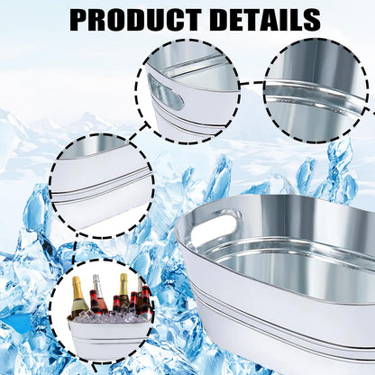2 Pack Galvanized Ice Bucket 4 Gallon Galvanized Tub Ice Bucket for Parties Metal Beverage Buckets with Handles Wine Beer Champagne Vintage Buckets for Cocktails Mimosa Bar Supplies with Scoops