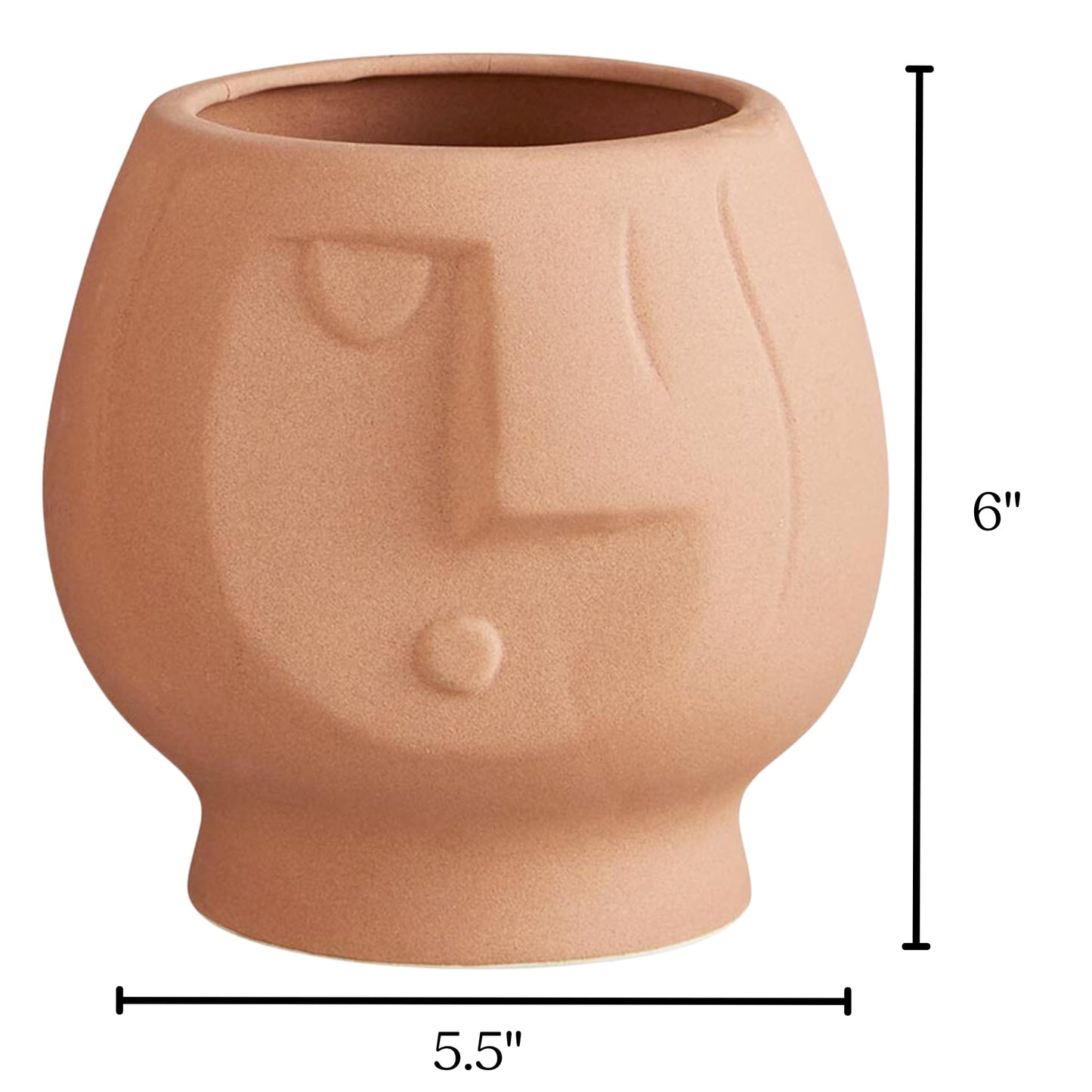 Cute Face Planter, Funny Novelty Plant Pot, Modern Indoor Home Decoration, 5.5 x 6 Inches (Pack of 2)