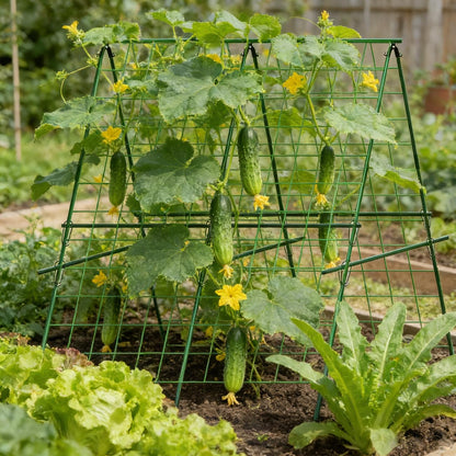 Cucumber Trellis, A-Frame Sturdy Garden Trellis for Raised Bed, Plant Support for Climbing, Plant Trellis for Bean Pea Rose Vine Plants, Plant Grow Support for Outdoor Raised Bed