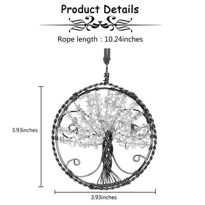 PESOENTH Chakra Crystal Tree of Life Wall Hanging Decor Gifts for Women,Chakra Stones Healing Crystals Window Feng Shui Home Hanging Decorations Car Ornaments Christmas Tree Decor