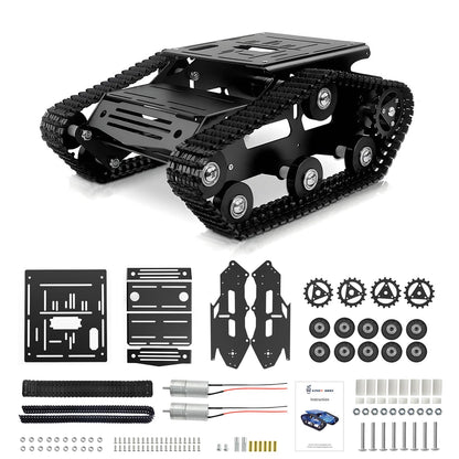 YonPhsy Robot Tracked Tank Car Chassis, Shock Absorbing Robot Chassis Full-Metal Robotic Moving Platform Track for Raspberry Pi Arduino Jetson Microb DIY Maker Smart Car Learning Kit