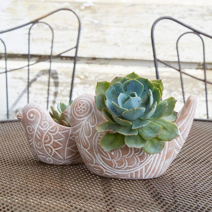 Potthing Terracotta Bird Shape Pots (Set)