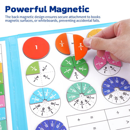 Magnetic Fraction Educational Puzzle, Magnetic Fraction Demonstration Book, Fraction Tiles & Circles, Montessori Math Manipulatives for Elementary School, Fraction Learning Toys for Kids