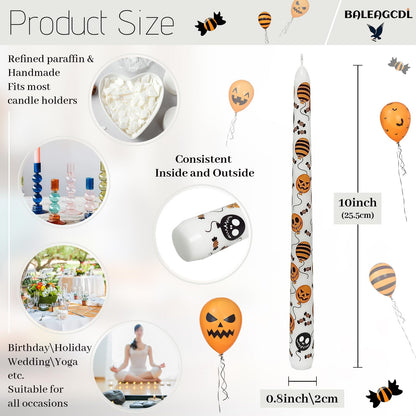 Baleagcdl Halloween Grimace Balloon Taper Candles - 10 Inch Handmade Drip Candles, Set of 2 for Home Holiday Decor & Gifts