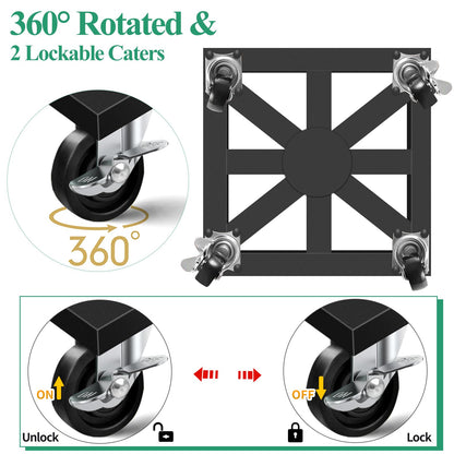 LLAXERGU Plant Caddy with Wheels, 12'' 2 Pack Metal Rolling Plant Stand Square Plant Dolly with Iron Lockable Casters Heavy Duty Pot Mover Rollers, Holds up 400 Lbs Planter