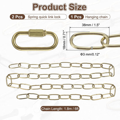 uxcell 6ft Lighting Hanging Chain, 3mm/0.12" Looping Metal Pendant Chandelier Chain Extension with 2 Quick Link Lock for Hanging Plant Pendant Chandelier Light Fixture, Light Copper