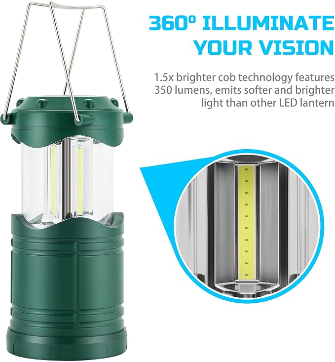 Lichamp LED Camping Lantern, 4 Pack Battery Powered Flashlight for Power Outages, Portable Collapsible Hanging Light Essential for Home, Outdoor, Emergency Lamp Survival Kit Gear for Hurricane, C5