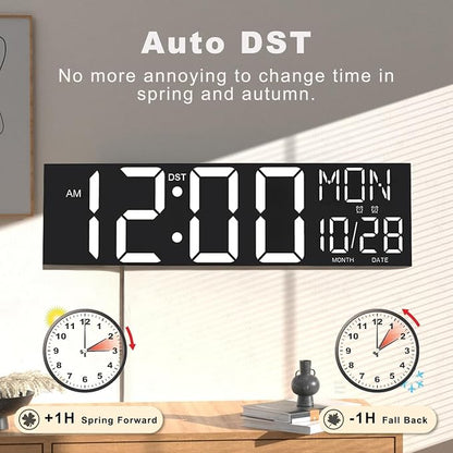 JALL 30" Extra Large Digital Wall Clock, Giant LED Wall Clock with Remote Control, Digital Clock with Jumbo Numbers for Living Room, Gym, Warehouse, Office, Home Decor, Plug-in, White