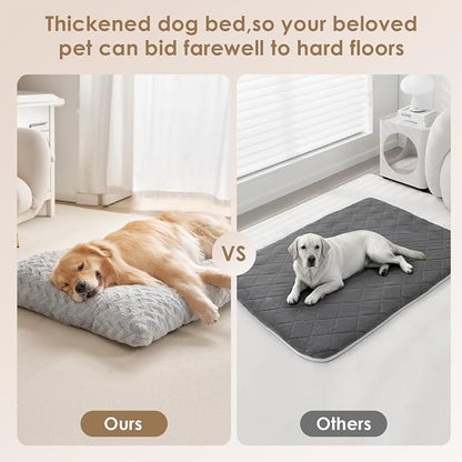 EHEYCIGA Washable XL Dog Bed for Crate 41x27 Inch, Kennel Pad for Extra Large Dogs Up to 65 lbs, Plush and Comfy Pet Sleeping Mat, Grey