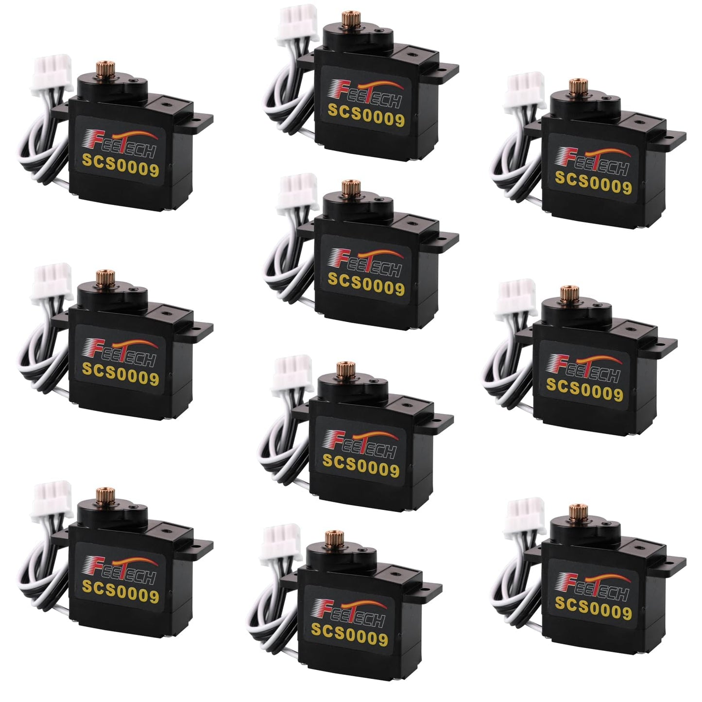 RCmall SCS0009 Serial Bus Servo Kit SCS0009 2.3KG Micro Servo Metal Gear w/300° Encoder TTL/RS485 for Robot Arm, RC Helicopter, Arduino, STEAM (10 Servos)