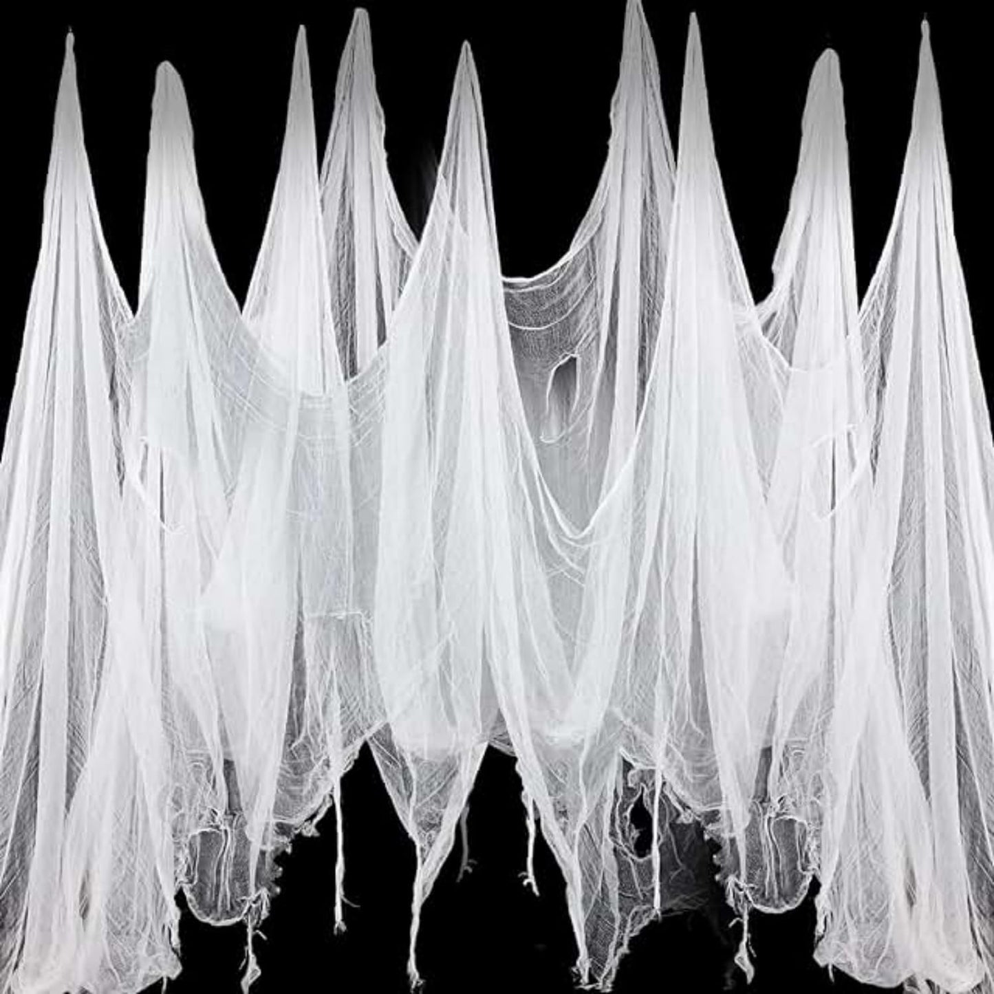 Sunlisky Halloween Creepy Cloth - 1 Pack White- 315x85 Inch Cotton Gauze Fabric - DIY Spooky Decor for Haunted House, Spider Web, Ghost - Indoor Outdoor Halloween Party Decorations
