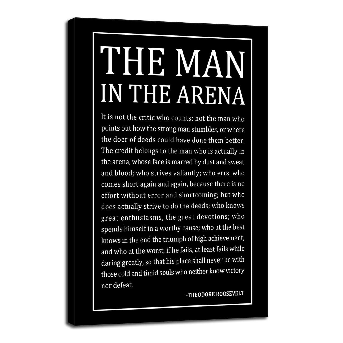 Motivational Wall Art Inspirational The Man In The Arena Quotes Poster Inspiring Canvas Prints Artwork for Office Living Room Modern Home Decor Painting Pictures Stretched and Framed [12''Wx 18''H]