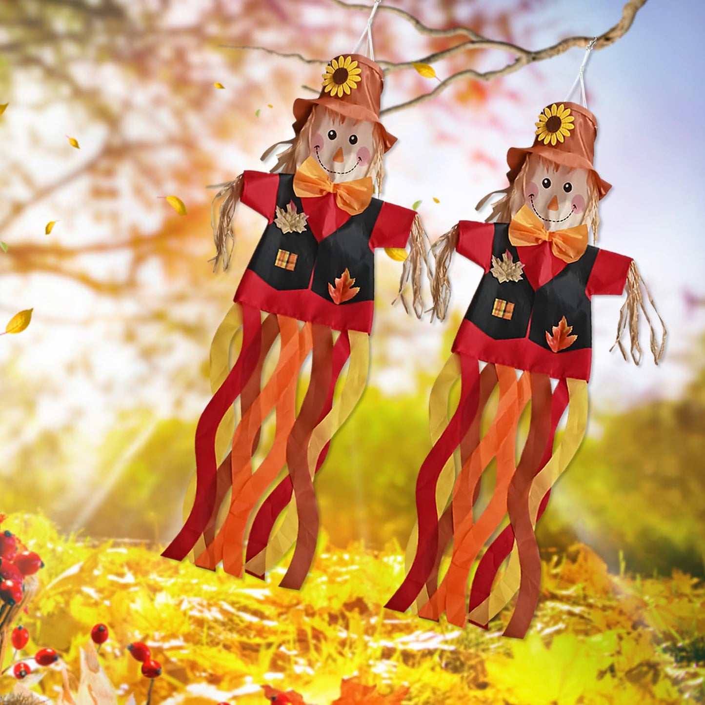 THQZLH Scarecrow Windsock - Fun and Festive Outside Decorations for Your Yard