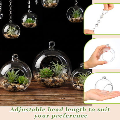 GlikCeil 24 Pcs 5.3'' 3.9'' 3.15'' Hanging Glass Tealights Candle Holder Large Globes Fillable Plant Clear Terrarium Orbs Air Plants Holder with Fishing Line Wedding Centerpiece Tree Decor