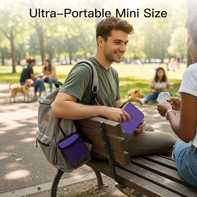 Trading Card Binder, Mini 1-Pocket Trading Card Binder with 20 Pages, Portable Card Album Holds 40 Cards for TCG, MTG, Sports Cards & Game Cards etc(Purple)
