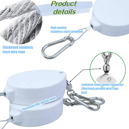 WY-BSO 2024 upgrated Adjustable Heavy Duty Plant Pulleys for Garden Baskets & Bird Feeder,2 PCS Plant Pulley Hangers with 2 PCS White Metal Ceiling Plant Hooks (White-2 pcs with Swivel Connector)