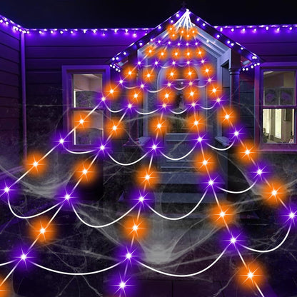 Halloween Decorations Spider Web Lights, 250 LED 16.4Ft Light Up Spider Web