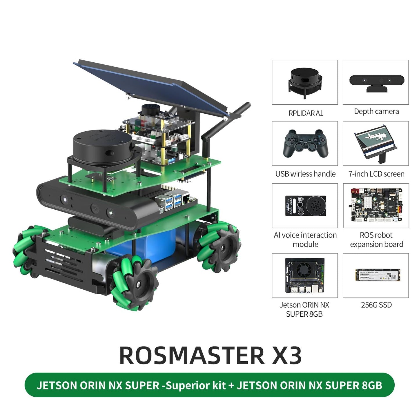 Yahboom ROS2 Programming Robot for Jetson Orin Nano 8GB Super Educational Robot AI Voice Module, Ubuntu AI Vision Mapping Navigation (Sup Ver-with Orin NX Super 8GB)