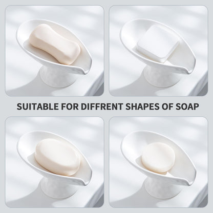 Self Draining Soap Dish,Soap Dish for Shower,White Ceramic Soap Holder for Bathroom Kitchen Shower Keeps Soap Dry, Easy to Clean(Matte White)