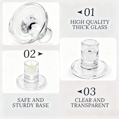24 Pack Clear Glass Taper Candle Holders, 2.5 Inch Small Candlestick Stands for for Candle Sticks Christmas Party Living Room Dinner Advent Decoration (24)