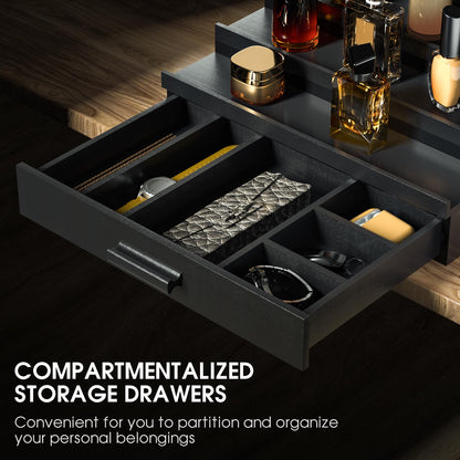 Sephyroth Cologne Organizer for Men 4 Tier of Elevated Cologne Display Shelf with Drawer Storage Perfume Organization and Storage Display Risers,Great Gift for Man(4Tier-Black)