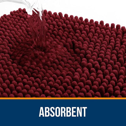 OLANLY Large Bathroom Rugs 70x46, Extra Soft Absorbent Chenille Bath Rugs, Rubber Backing Quick Dry, Machine Washable Bath Mats for Bathroom Floor, Tub and Shower, Home Decor Accessories, Burgundy
